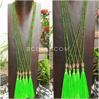 buddha head chrome gold tassels necklaces crystal beads 3color